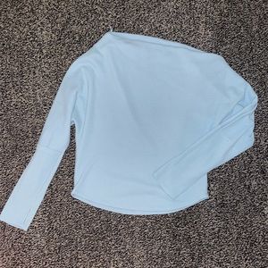 We The Free Teal Waffle Knit Cold Shoulder Top Large